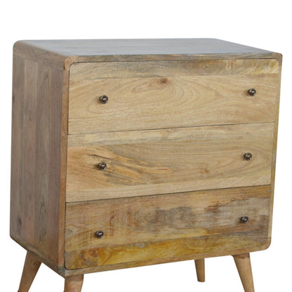 Urbino Curved Oak Mango Wood 3 Drawer Chest