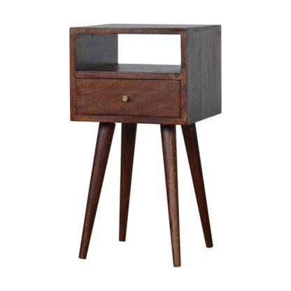 Kood Mini Cherry Mango Wood Bedside Table with Drawer and Open Shelf
