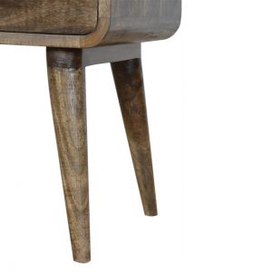 Trapani Curved Grey Washed Mango Wood Bedside Table 2 Drawers