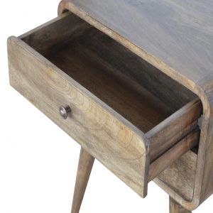 Trapani Curved Grey Washed Mango Wood Bedside Table 2 Drawers