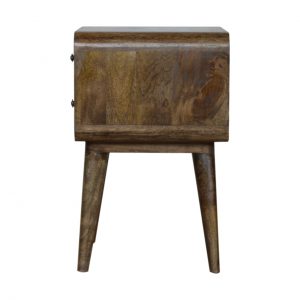 Trapani Curved Grey Washed Mango Wood Bedside Table 2 Drawers
