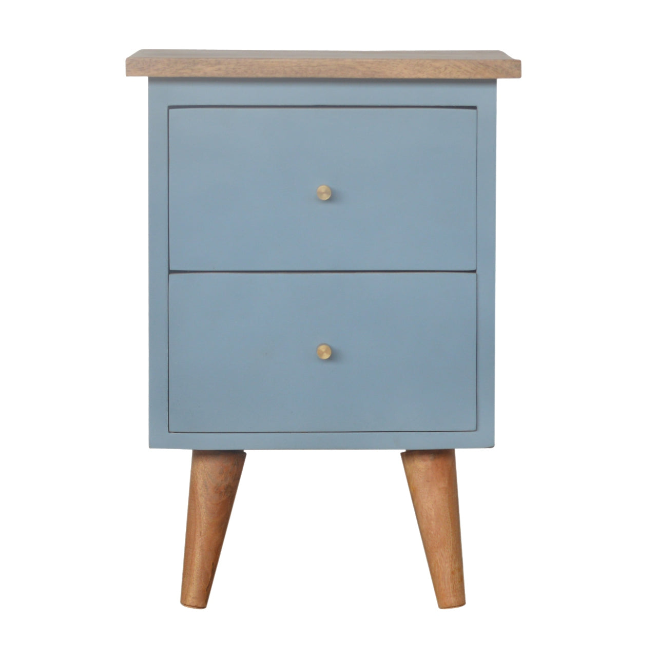 Sirmione Blue Hand Painted Mango Wood Bedside Table 2 Drawers