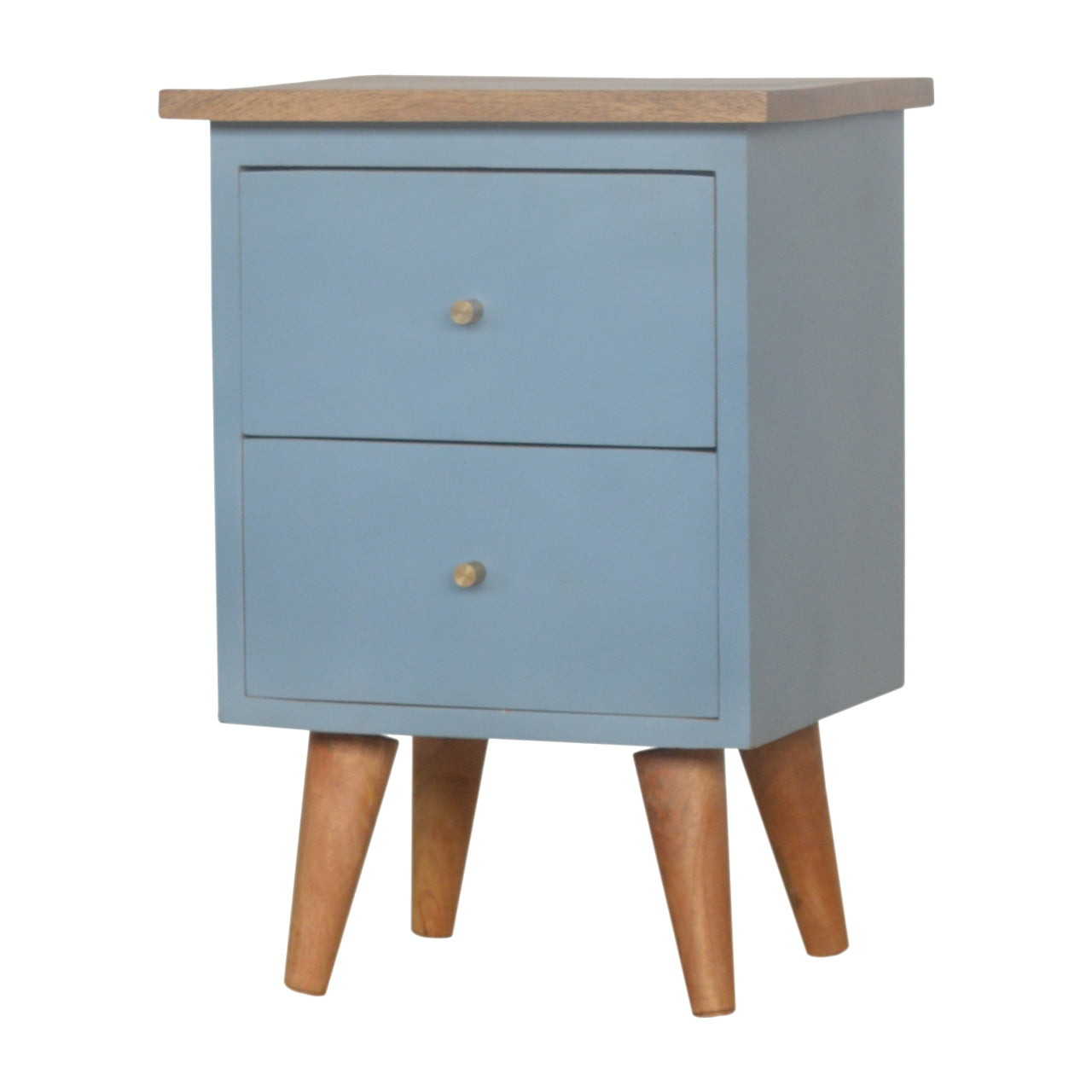Sirmione Blue Hand Painted Mango Wood Bedside Table 2 Drawers
