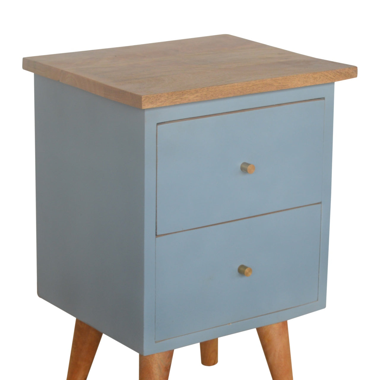 Sirmione Blue Hand Painted Mango Wood Bedside Table 2 Drawers