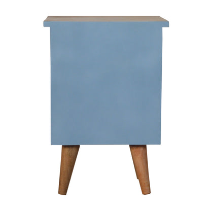 Sirmione Blue Hand Painted Mango Wood Bedside Table 2 Drawers