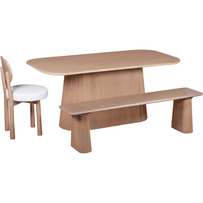 New Mexico Natural Mango Wood Six Seater Dining Table Ribbed Base