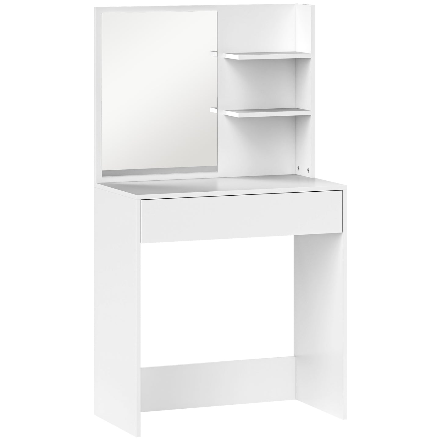 Ketoli White Dressing Table With Mirror And Integrated Storage Compartments