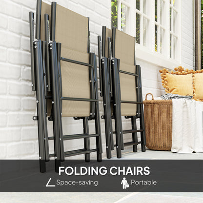 Yodiro 4 Seater Cream Mesh and Steel Frame Dining Patio