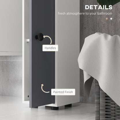 Fidire Tall Slim Grey Bathroom Storage Cabinet With Drawers Shelves And Cupboards