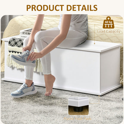 Fizi White Storage Blanket Chest With Flip Top Lid And Safety Hinges 113 Litre