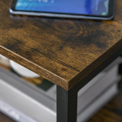 Liri Hael Small Rustic Brown Bedside Table With 2 Drawers And Top Shelf
