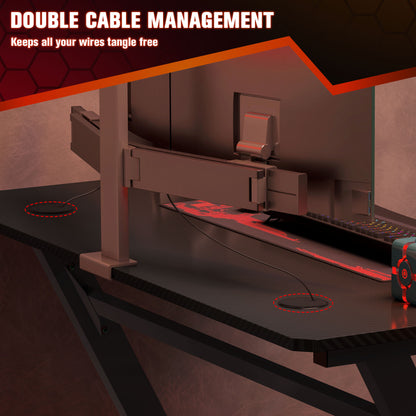 Hanaba 120cm Steel Frame Black Gaming Desk With Cup Holder Headphone Hook And Cable Management