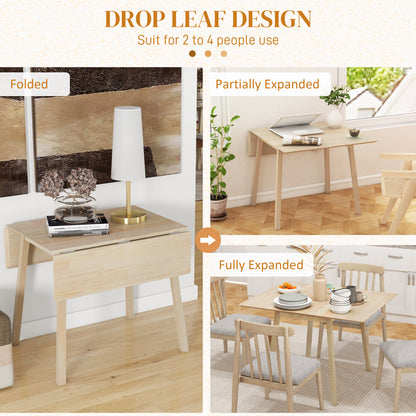 Nolilu Solid Wood Natural Folding Drop Leaf Dining Table Seating 2 To 4