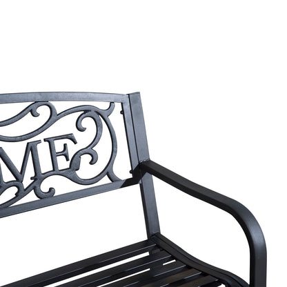 Rolare 126cm Steel Black Outdoor Garden Bench