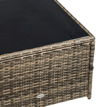 Lofa Rattan Brown 6 Seater Outdoor Corner Sofa Set With Cushions And Glass Coffee Table