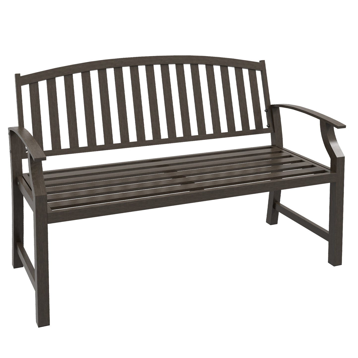 Lilu Metal Brown 2 Seater Outdoor Garden Bench With Slatted Frame