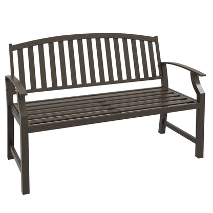 Lilu Metal Brown 2 Seater Outdoor Garden Bench With Slatted Frame