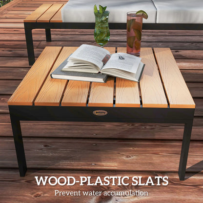 Matuki Wood Teak 4 Seater Garden Corner Sofa Set With 2 Coffee Tables