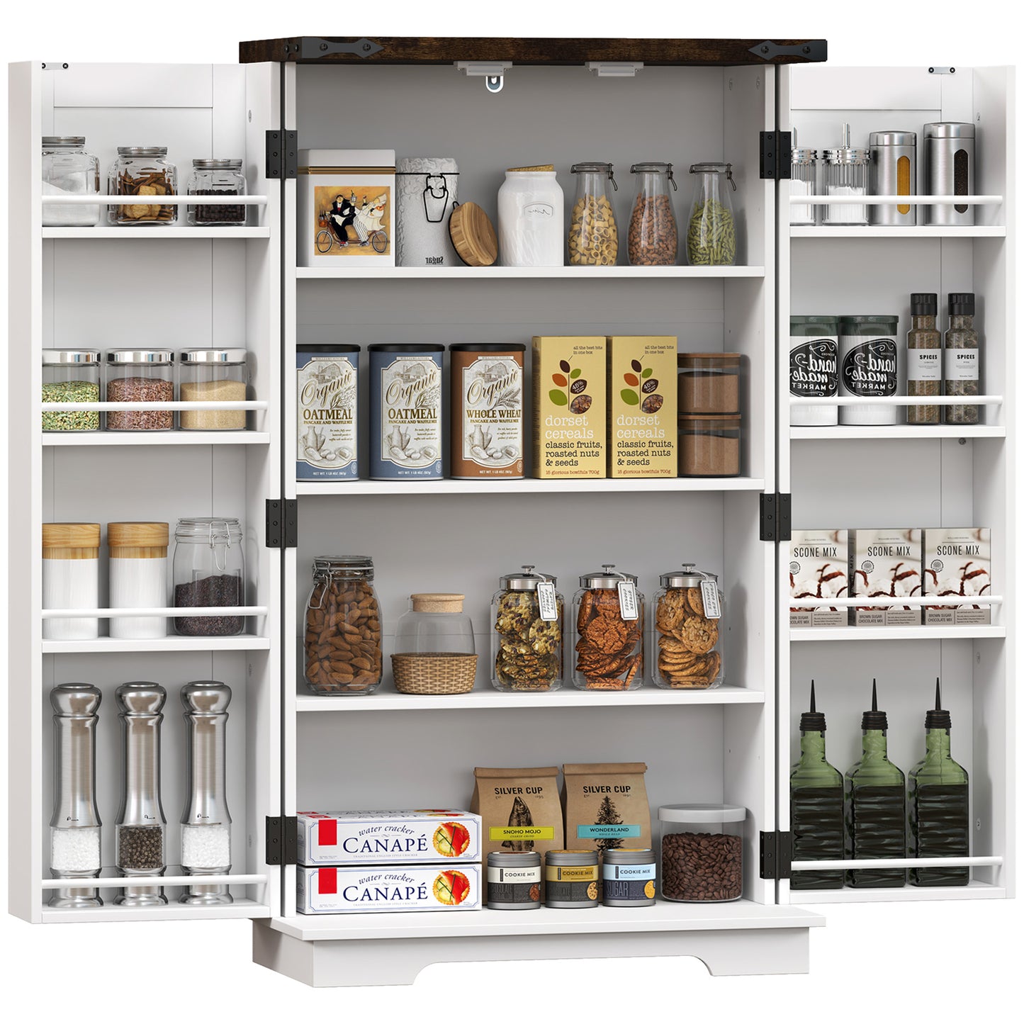Roka Wooden White Farmhouse Style Multi Storage Cabinet