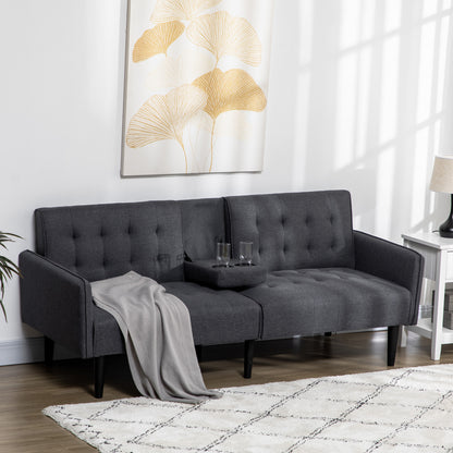 Nissa Grey Fabric 3 Seater Sofa Bed Diamond Tufted Back
