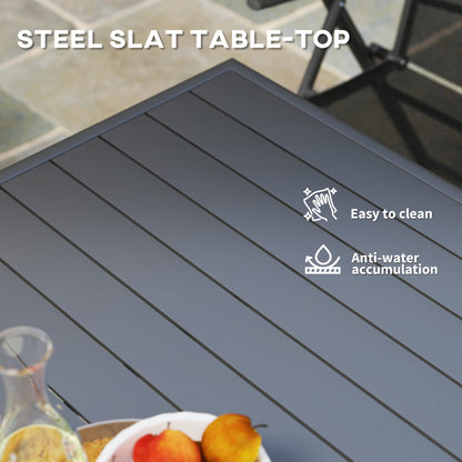 Ledisu 80cm Steel Grey Square Outdoor Dining Table With Slatted Top For 4
