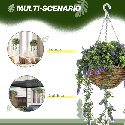 Nodimo Set Of 2 Artificial Lavender Hanging Baskets With Silk Finish