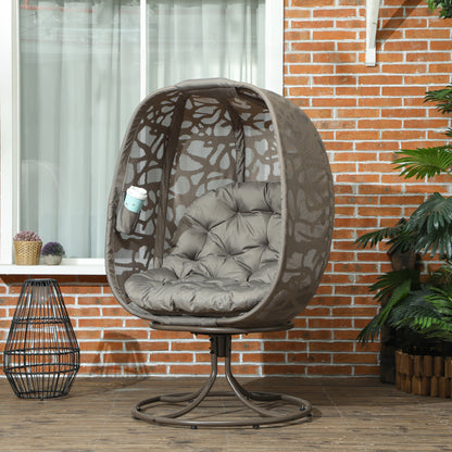Nise Rattan And Metal Sand Brown Swivel Egg Chair With Cushions