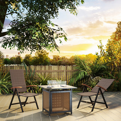Nabaha Veel Rattan Brown Folding Garden Dining Chairs Set Of 2 With 5 Position Recline And Wood Armrests