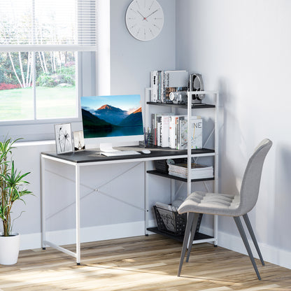 Kecodo 120cm Metal And Wooden Black And White Reversible Industrial Desk With Side Shelving