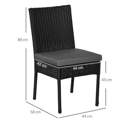 Meretta Rattan Black Set Of 2 Armless Outdoor Garden Chairs