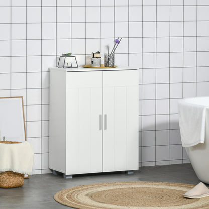Nonove White Freestanding Linen Storage Cabinet With 3 Tier Shelving
