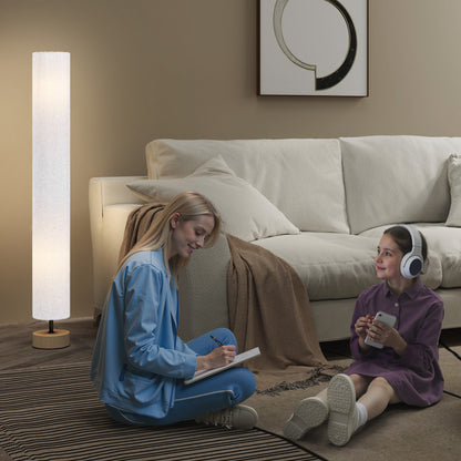 Luretti Wood And Fabric Grey Modern Standing Floor Lamp With Linen Shade 120cm