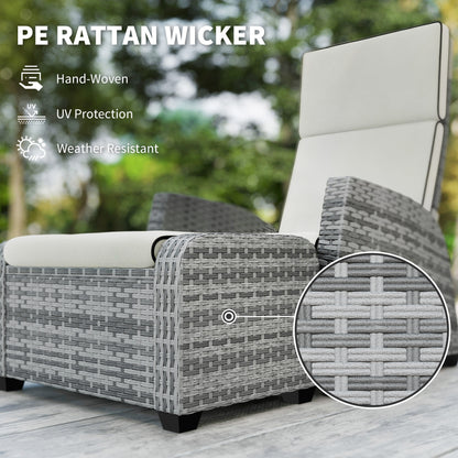 Difire Rattan Grey 5 Piece Garden Bistro Set With Cushions Recline Chairs Footstools and Coffee Table