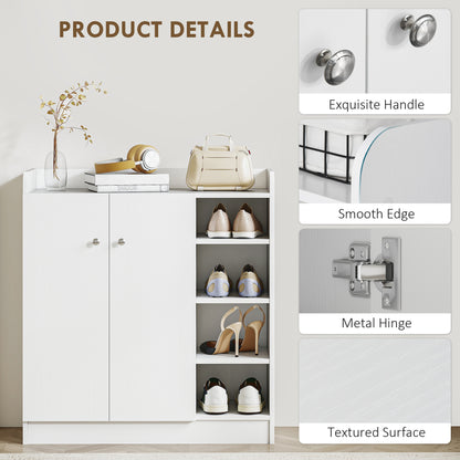 Rala Wooden White Shoe Cupboard With 2 Doors 9 Shelves