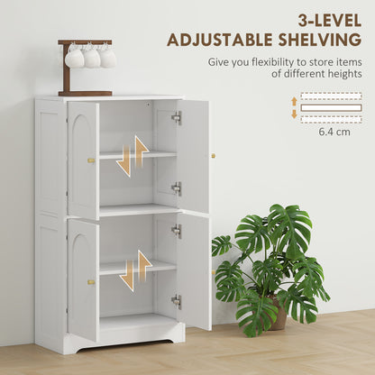 Suzino 110cm Wooden White 4 Door Kitchen Storage Cabinet With Adjustable Shelves