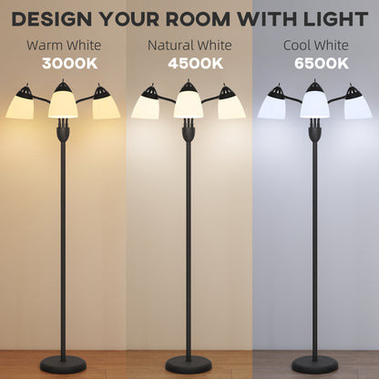 Noniyo Metal Black Arc Tree Floor Lamp With 3 Rotating Heads And Adjustable Colour Temperature