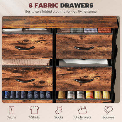 Nive Fabric And Metal Rustic Brown 8 Drawer Storage Chest