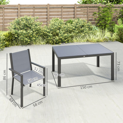 Lani 6 Seater Light  Grey Mesh Garden Dining Set With Rectangular Table