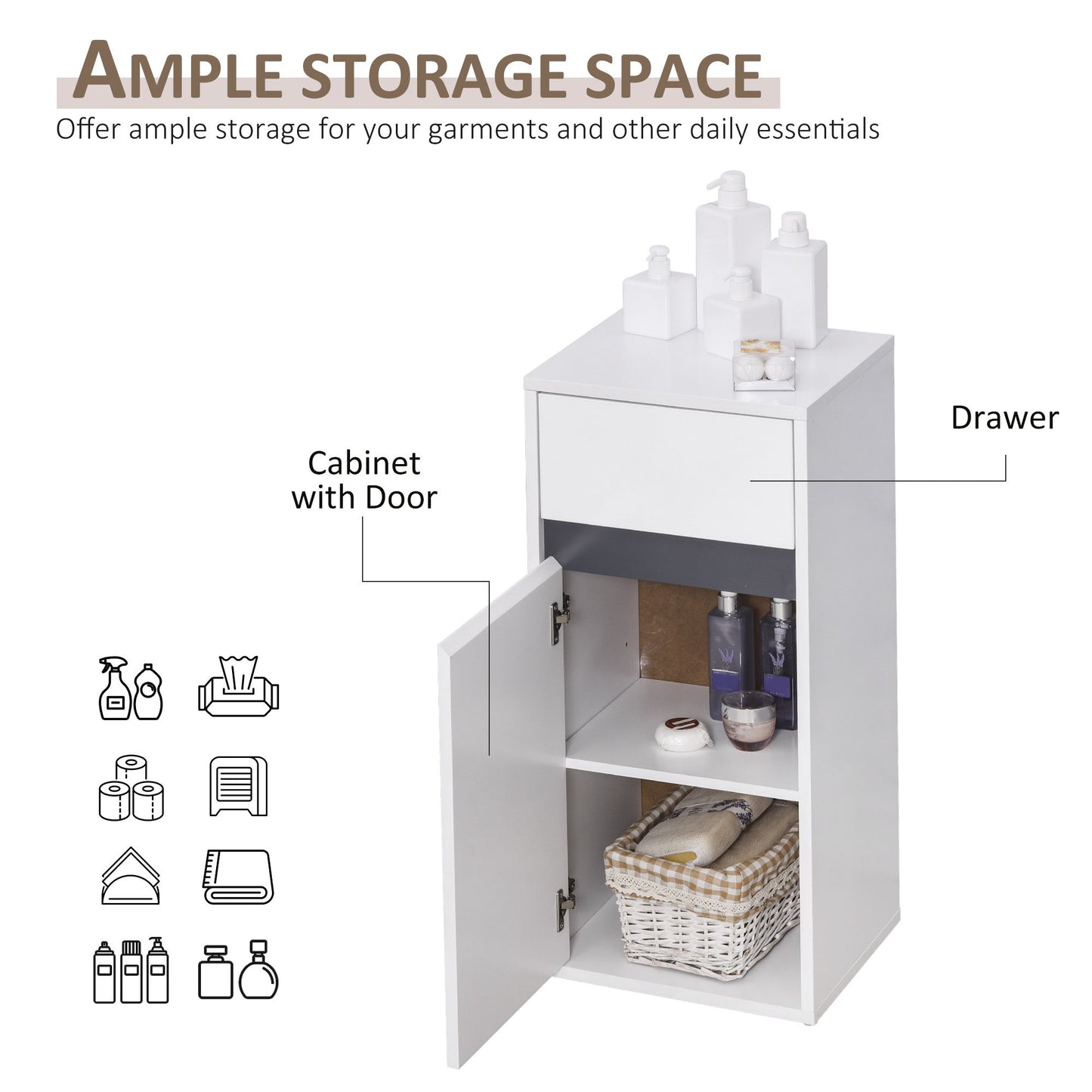 Noseka Bathroom Storage Cabinet With 3 Compartments In White