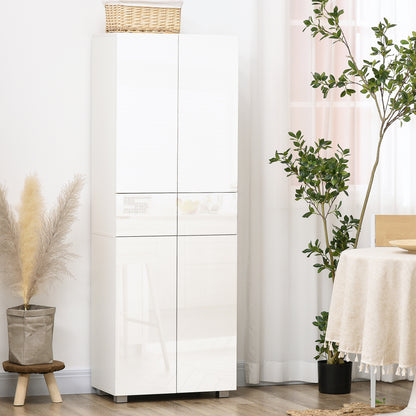 Luvami High Gloss White 4 Door Kitchen Cupboard With 5 Tier Storage And Push OFauxn Design