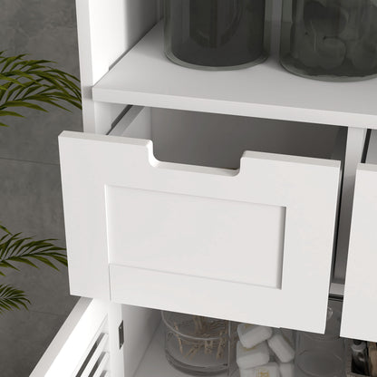 Vikese Dosu 3 Section Bathroom Storage Unit With Shelves Drawers And Cupboard White