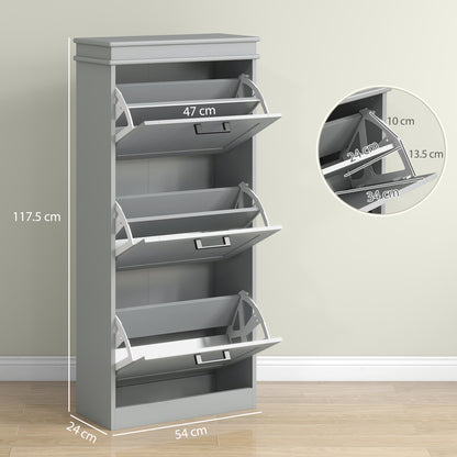Keliba Kaha Wooden Grey Minimal 3 Drawer Shoe Cabinet