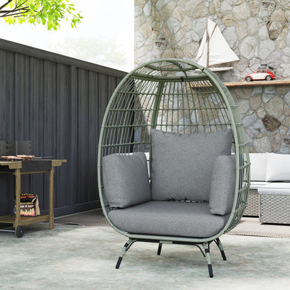 Tomova Grey Rattan Rope Grey Egg Chair with Cushions And Matching Pillows