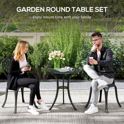 Rirara Aluminium Black 3 Piece Floral Outdoor Bistro Garden Set