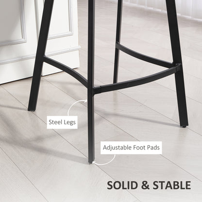 Nora Set Of 2 Grey Faux Leather Dining Bar Stools With Back And Foot Support