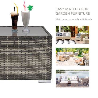 Noneli Dark Grey Rattan 5 Seater Outdoor Corner Sofa Set With Glass Coffee Table