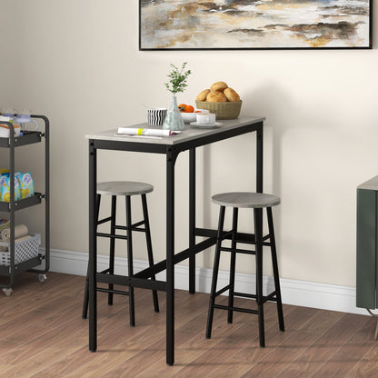 Dirive Wooden Grey 3 Piece Industrial Bar Table And Stool Set
