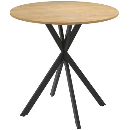 Mihafi Metal And Wood White Oak Finish Industrial Round Dining Table 80cm