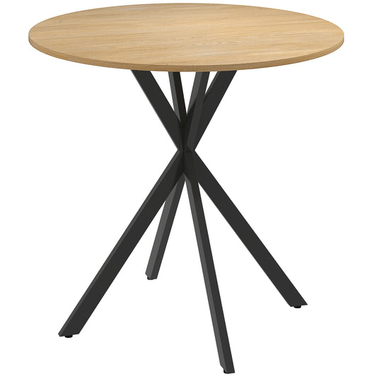 Mihafi Metal And Wood White Oak Finish Industrial Round Dining Table 80 cm