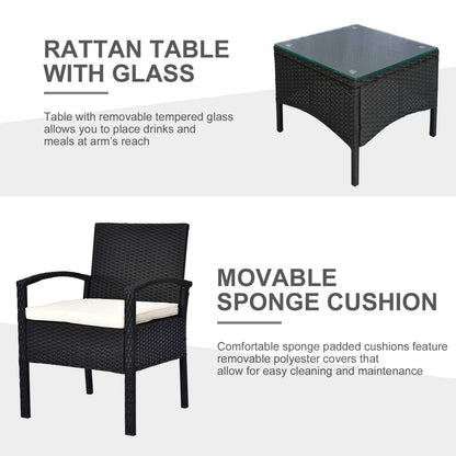 Veka Rive Black Rattan 2 Seater Bistro Table And Chair Set